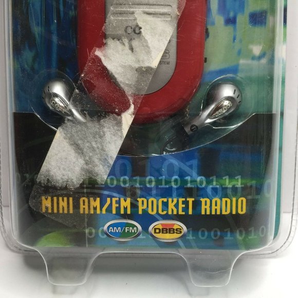 Coby Dynamic Bass Boost System Red CX-7 AM/FM Radio Mini Pocket Radio Earbuds - Picture 3 of 5